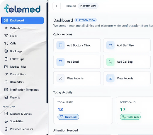 Telemed CRM Mockup